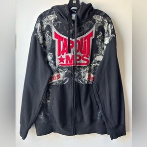 Vintage Y2K Tapout MPS Full Zip Black and Red Hoodie Goth Skull Sz XL